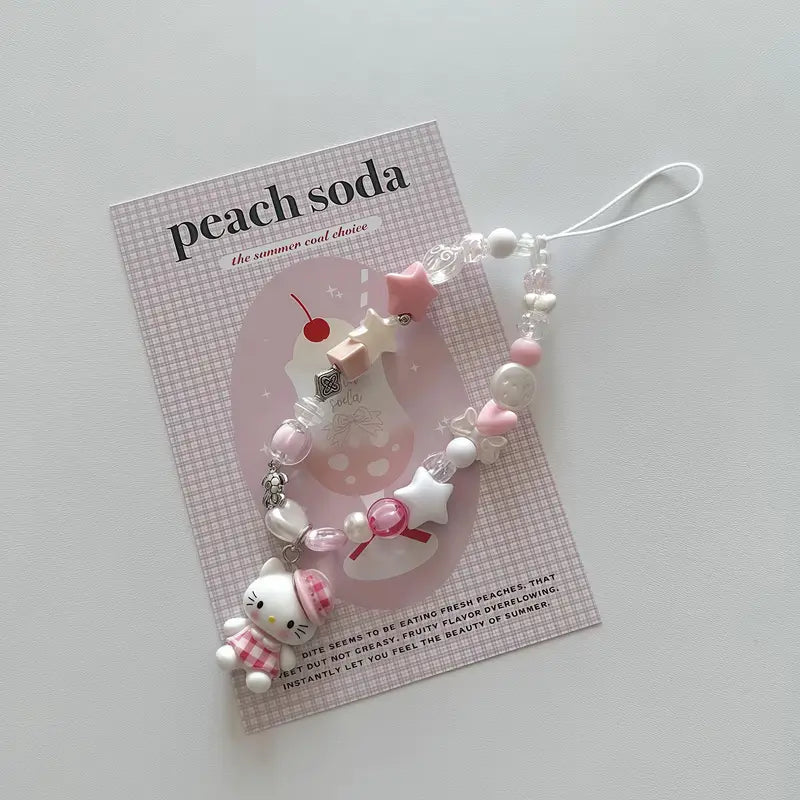 Pink Hello Kitty Beaded Phone Charm