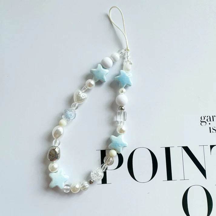 Blue Star Beaded Phone Charm