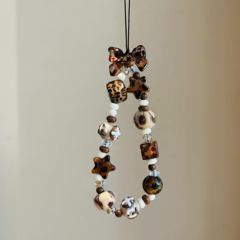 🐆 Luxury Leopard Bead Phone Strap