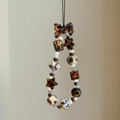 🐆 Luxury Leopard Bead Phone Strap