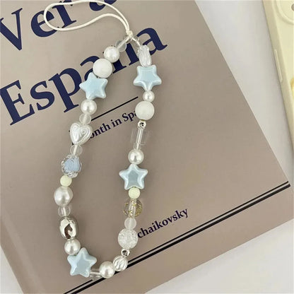 Blue Star Beaded Phone Charm