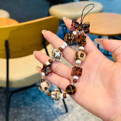 🐆 Luxury Leopard Bead Phone Strap