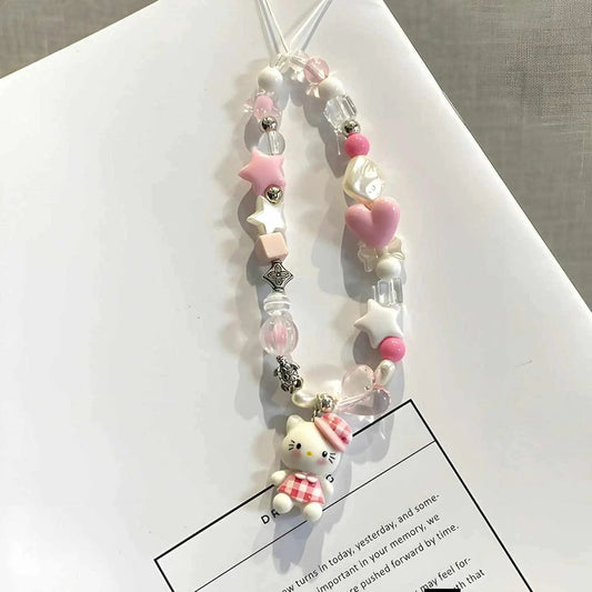 Pink Hello Kitty Beaded Phone Charm