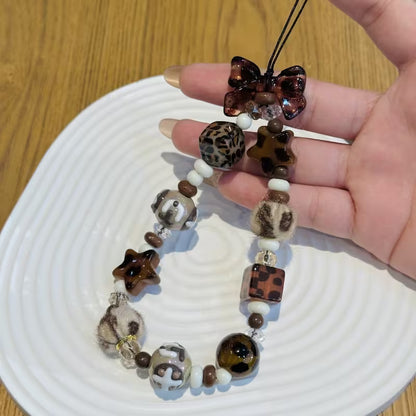 🐆 Luxury Leopard Bead Phone Strap