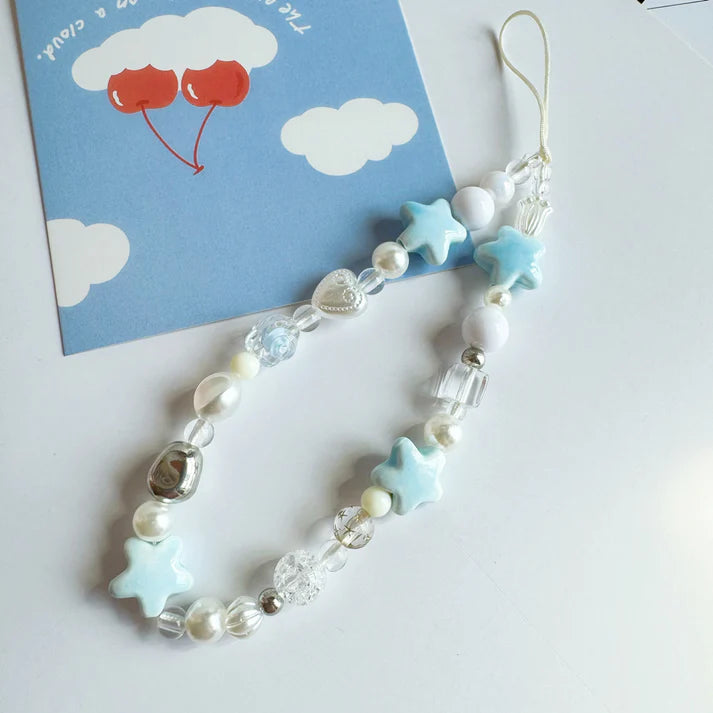Blue Star Beaded Phone Charm