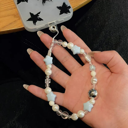 Blue Star Beaded Phone Charm