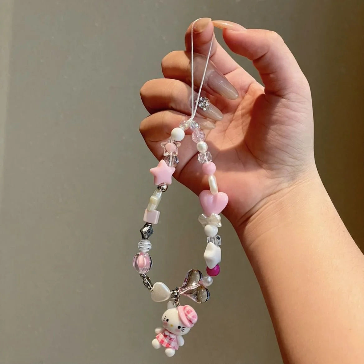 Pink Hello Kitty Beaded Phone Charm