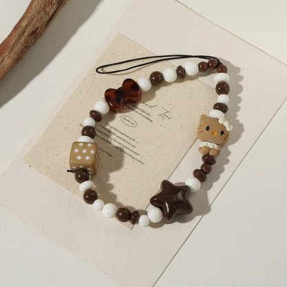 Brown Hello Kitty Beaded Phone Charm