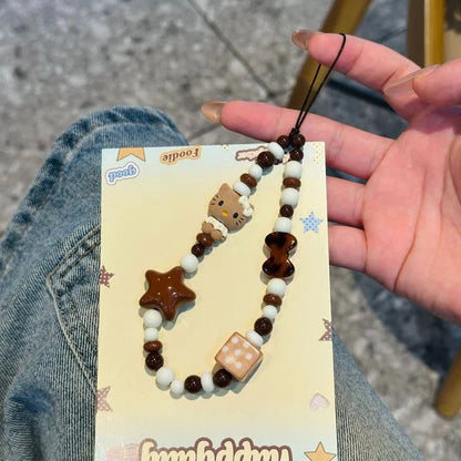 Brown Hello Kitty Beaded Phone Charm