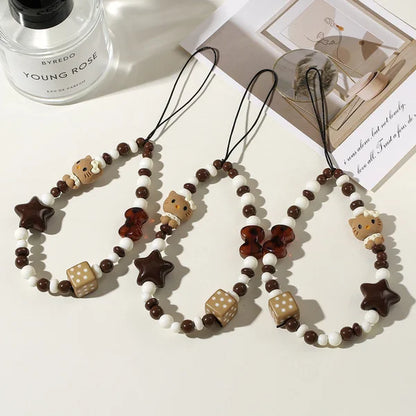 Brown Hello Kitty Beaded Phone Charm